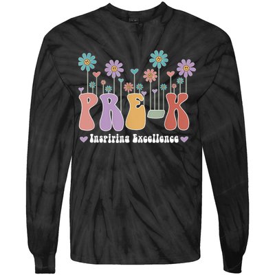 Inspiring Excellence Cute Daisies PreK Teacher PreKinder Tie-Dye Long Sleeve Shirt