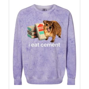 I Eat Cement Cursed Hyrax Funny Oddly Specific Dank Meme Colorblast Crewneck Sweatshirt