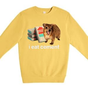 I Eat Cement Cursed Hyrax Funny Oddly Specific Dank Meme Premium Crewneck Sweatshirt