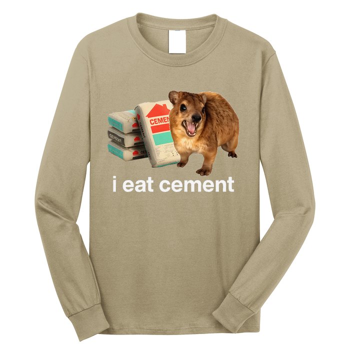 I Eat Cement Cursed Hyrax Funny Oddly Specific Dank Meme Long Sleeve Shirt