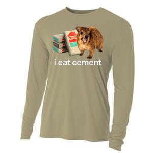 I Eat Cement Cursed Hyrax Funny Oddly Specific Dank Meme Cooling Performance Long Sleeve Crew