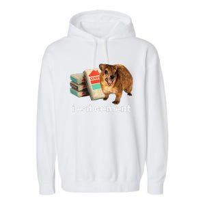 I Eat Cement Cursed Hyrax Funny Oddly Specific Dank Meme Garment-Dyed Fleece Hoodie