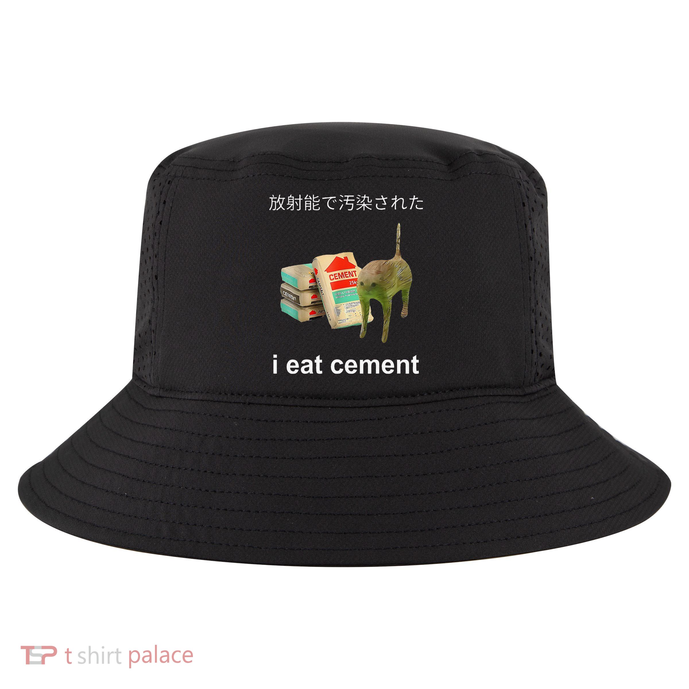 I Eat Cement Cat Japanese Meme Cat Oddly Specific Weired Cool Comfort Performance Bucket Hat
