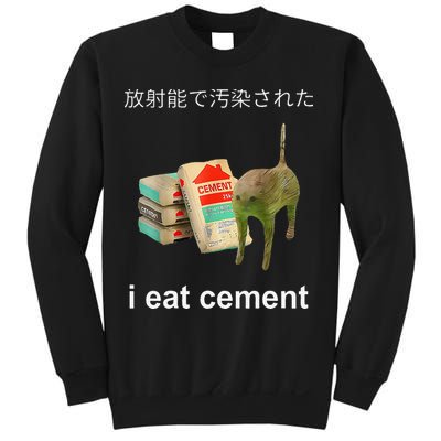 I Eat Cement Cat Japanese Meme Cat Oddly Specific Weired Sweatshirt