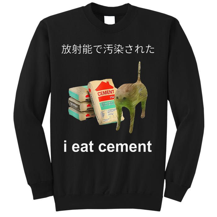 I Eat Cement Cat Japanese Meme Cat Oddly Specific Weired Sweatshirt