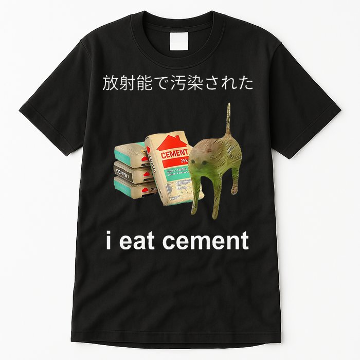 I Eat Cement Cat Japanese Meme Cat Oddly Specific Weired Tall T-Shirt