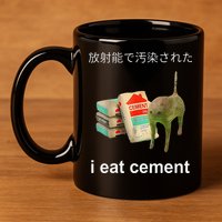 I Eat Cement Cat Japanese Meme Cat Oddly Specific Weired 11oz C Handle Ceramic Mug