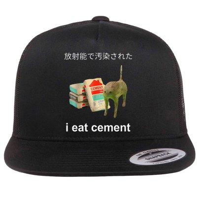 I Eat Cement Cat Japanese Meme Cat Oddly Specific Weired Flatbill Hat