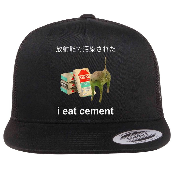 I Eat Cement Cat Japanese Meme Cat Oddly Specific Weired Flatbill Hat