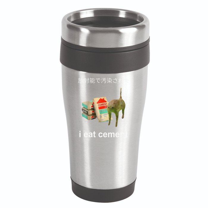 I Eat Cement Cat Japanese Meme Cat Oddly Specific Weired 16oz Travel Tumbler