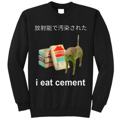 I Eat Cement Cat Japanese Meme Cat Oddly Specific Weired Tall Sweatshirt