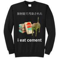 I Eat Cement Cat Japanese Meme Cat Oddly Specific Weired Tall Sweatshirt