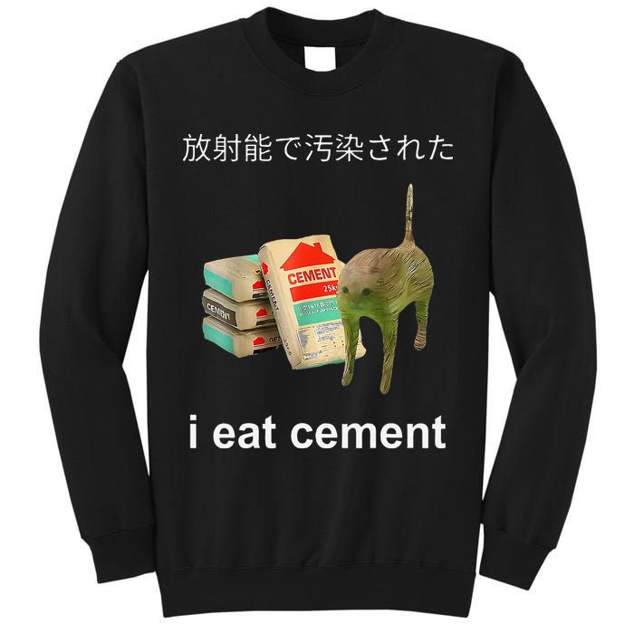 I Eat Cement Cat Japanese Meme Cat Oddly Specific Weired Tall Sweatshirt
