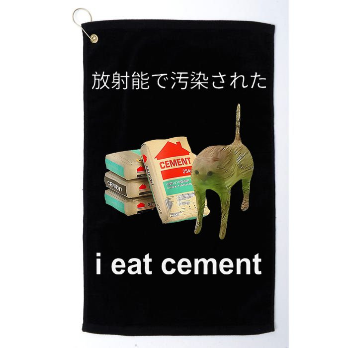 I Eat Cement Cat Japanese Meme Cat Oddly Specific Weired Golf Towel