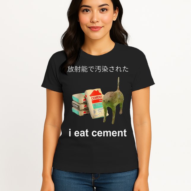 I Eat Cement Cat Japanese Meme Cat Oddly Specific Weired Womens T-Shirt