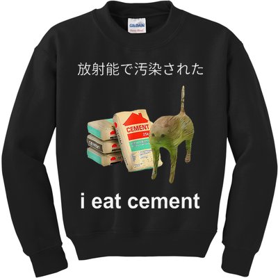 I Eat Cement Cat Japanese Meme Cat Oddly Specific Weired Kids Sweatshirt