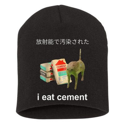 I Eat Cement Cat Japanese Meme Cat Oddly Specific Weired Short Acrylic Beanie