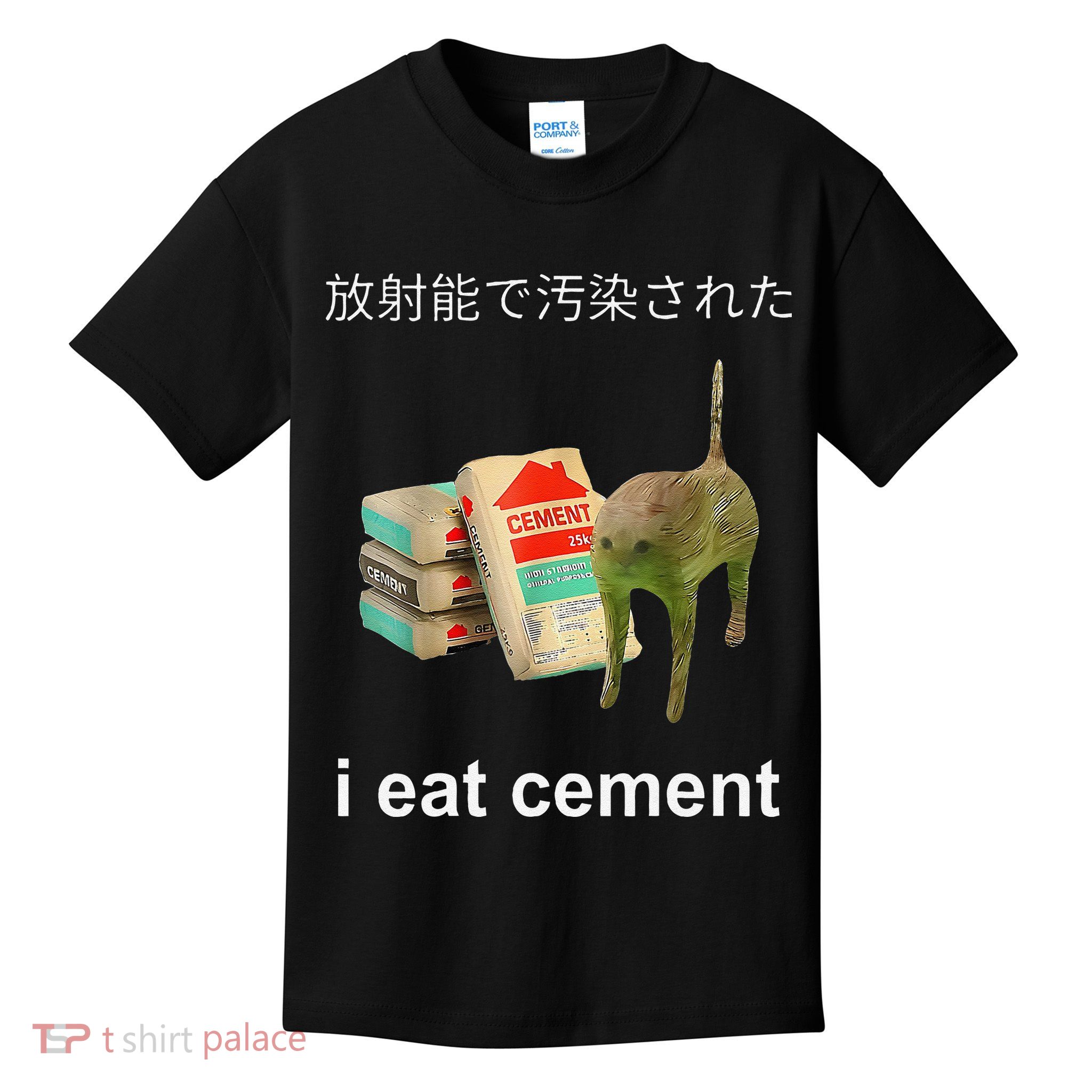 I Eat Cement Cat Japanese Meme Cat Oddly Specific Weired Kids T-Shirt