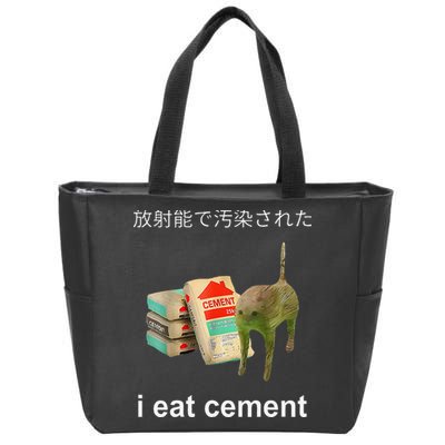 I Eat Cement Cat Japanese Meme Cat Oddly Specific Weired Zip Tote Bag
