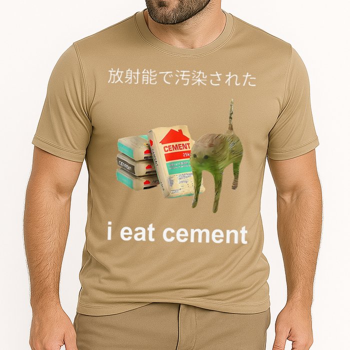 I Eat Cement Cat Japanese Meme Cat Oddly Specific Weired Performance Shirt