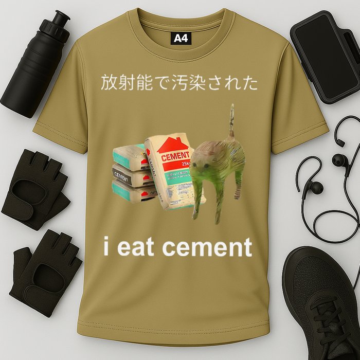 I Eat Cement Cat Japanese Meme Cat Oddly Specific Weired Performance Shirt