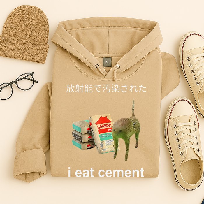 I Eat Cement Cat Japanese Meme Cat Oddly Specific Weired Hoodie