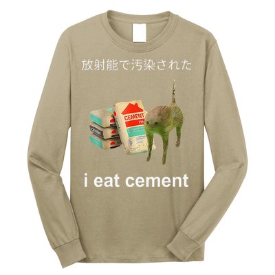 I Eat Cement Cat Japanese Meme Cat Oddly Specific Weired Long Sleeve Shirt