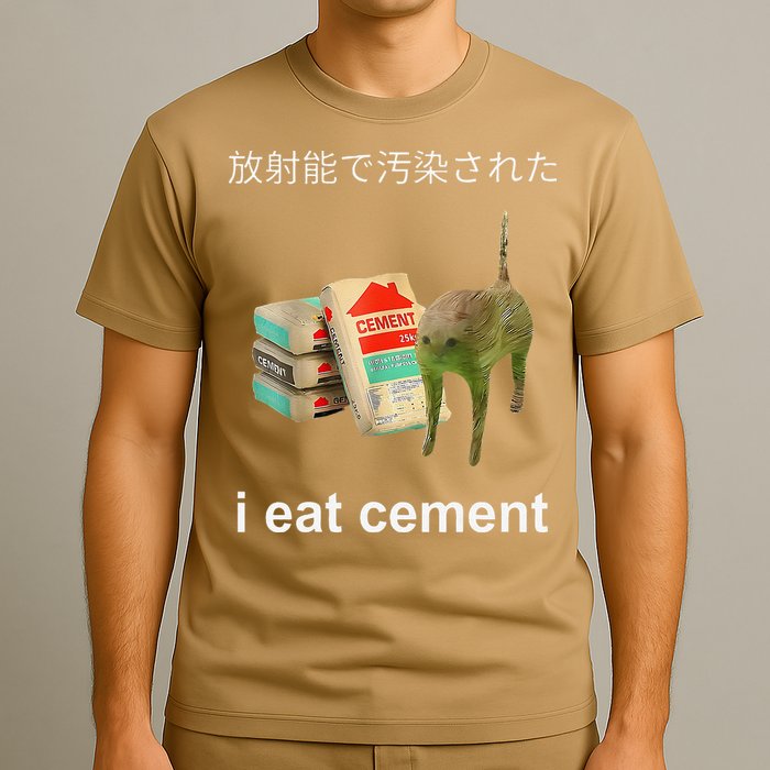 I Eat Cement Cat Japanese Meme Cat Oddly Specific Weired T-Shirt