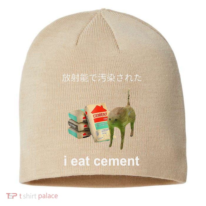 I Eat Cement Cat Japanese Meme Cat Oddly Specific Weired Sustainable Beanie