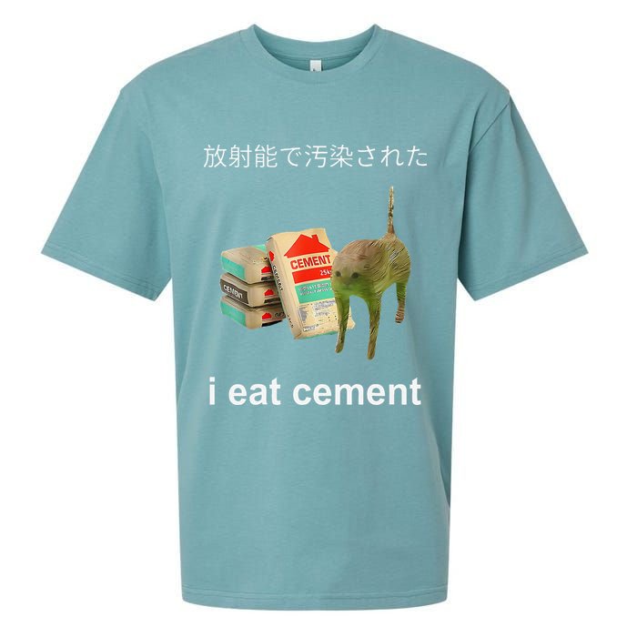I Eat Cement Cat Japanese Meme Cat Oddly Specific Weired Sueded Cloud Jersey T-Shirt