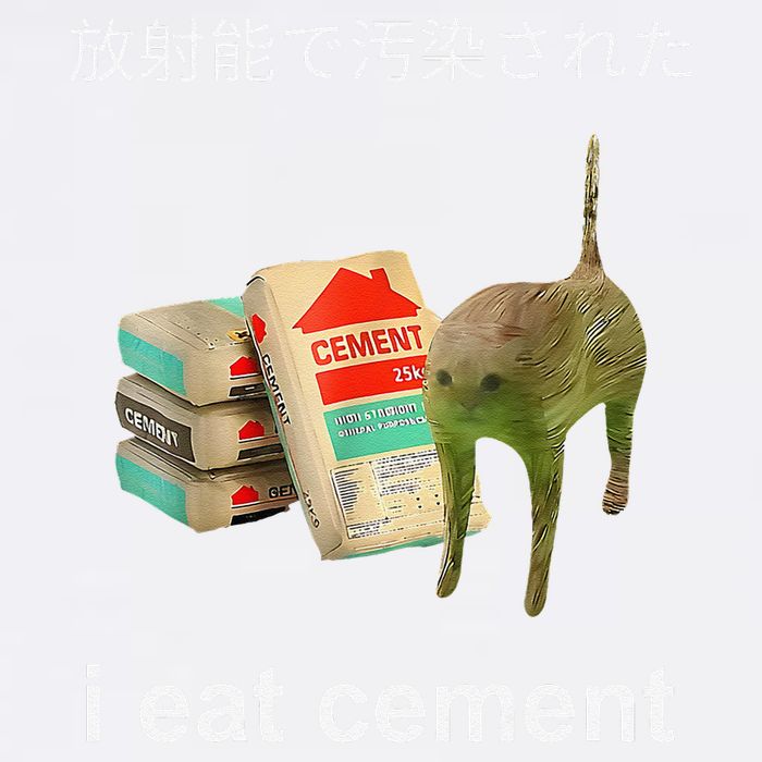 I Eat Cement Cat Japanese Meme Cat Oddly Specific Weired Garment-Dyed Sweatshirt