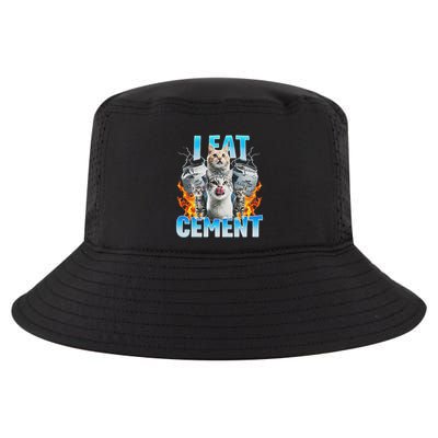 I Eat Cement Cursed Cat Funny Oddly Specific Dank Meme Cool Comfort Performance Bucket Hat
