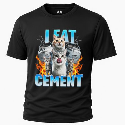 I Eat Cement Cursed Cat Funny Oddly Specific Dank Meme Performance Shirt