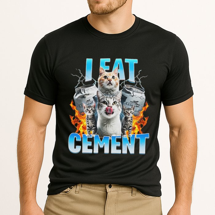 I Eat Cement Cursed Cat Funny Oddly Specific Dank Meme Performance Shirt