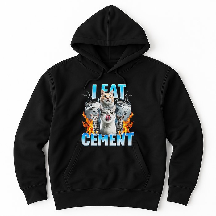 I Eat Cement Cursed Cat Funny Oddly Specific Dank Meme Hoodie