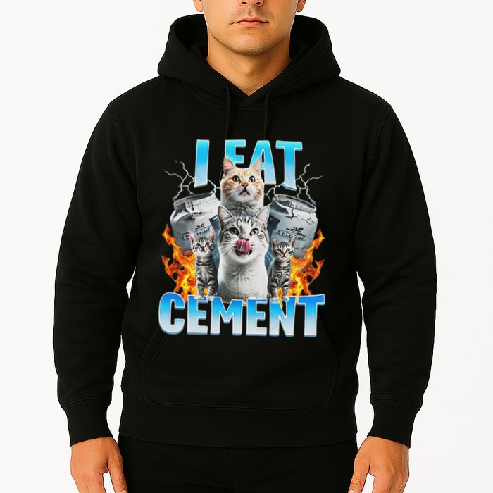 I Eat Cement Cursed Cat Funny Oddly Specific Dank Meme Hoodie