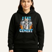 I Eat Cement Cursed Cat Funny Oddly Specific Dank Meme Hoodie