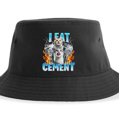 I Eat Cement Cursed Cat Funny Oddly Specific Dank Meme Sustainable Bucket Hat