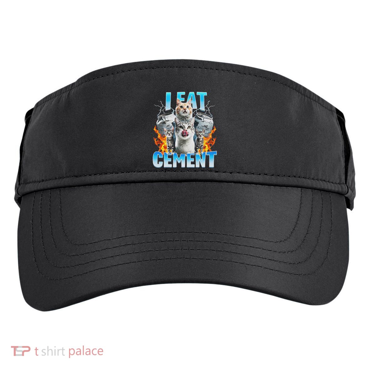 I Eat Cement Cursed Cat Funny Oddly Specific Dank Meme Adult Drive Performance Visor