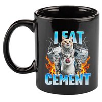 I Eat Cement Cursed Cat Funny Oddly Specific Dank Meme 11oz C Handle Ceramic Mug