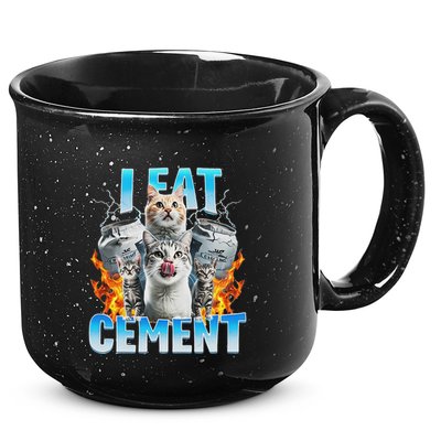 I Eat Cement Cursed Cat Funny Oddly Specific Dank Meme 15oz Campfire Ceramic Mug
