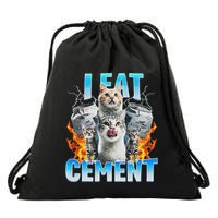 I Eat Cement Cursed Cat Funny Oddly Specific Dank Meme Drawstring Bag