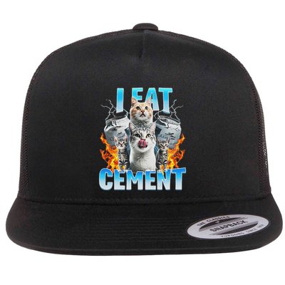 I Eat Cement Cursed Cat Funny Oddly Specific Dank Meme Flatbill Hat