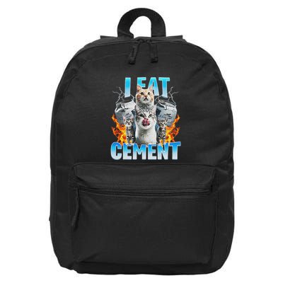 I Eat Cement Cursed Cat Funny Oddly Specific Dank Meme 16 in Basic Backpack
