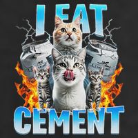 I Eat Cement Cursed Cat Funny Oddly Specific Dank Meme Premium Pullover Hoodie