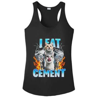 I Eat Cement Cursed Cat Funny Oddly Specific Dank Meme Ladies PosiCharge Competitor Racerback Tank