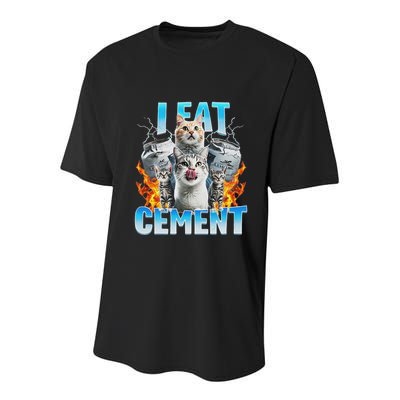 I Eat Cement Cursed Cat Funny Oddly Specific Dank Meme Youth Performance Sprint T-Shirt