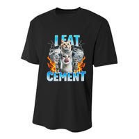 I Eat Cement Cursed Cat Funny Oddly Specific Dank Meme Youth Performance Sprint T-Shirt
