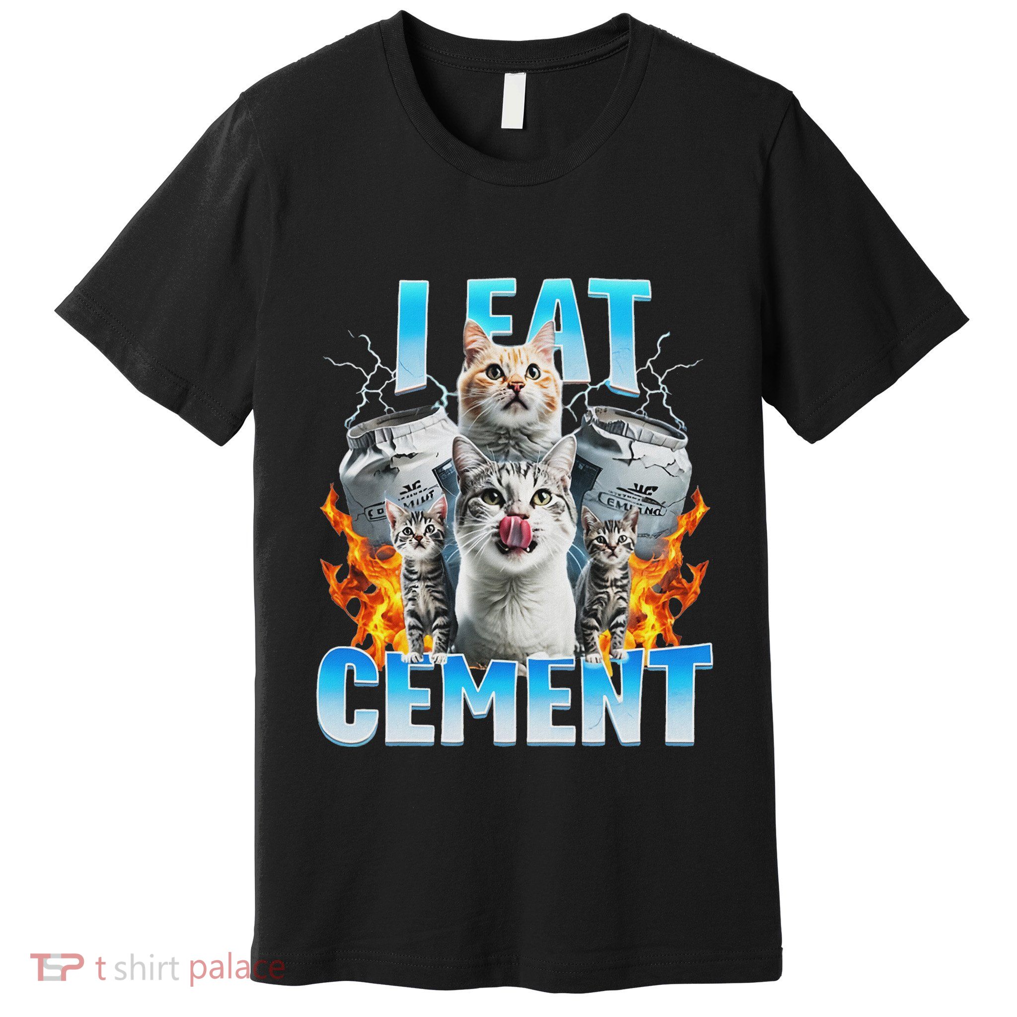 I Eat Cement Cursed Cat Funny Oddly Specific Dank Meme Premium T-Shirt