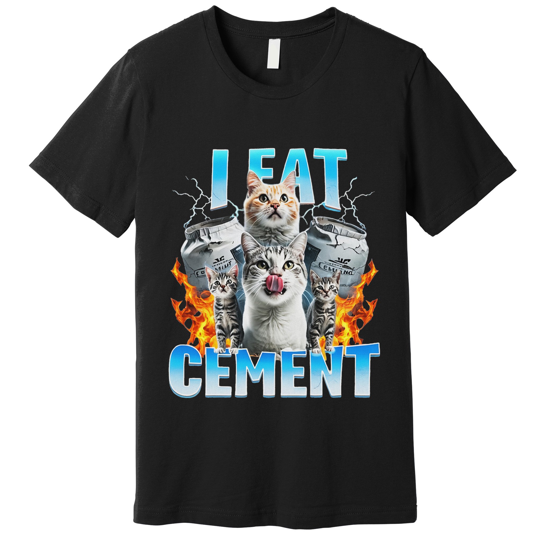 I Eat Cement Cursed Cat Funny Oddly Specific Dank Meme Premium T-Shirt